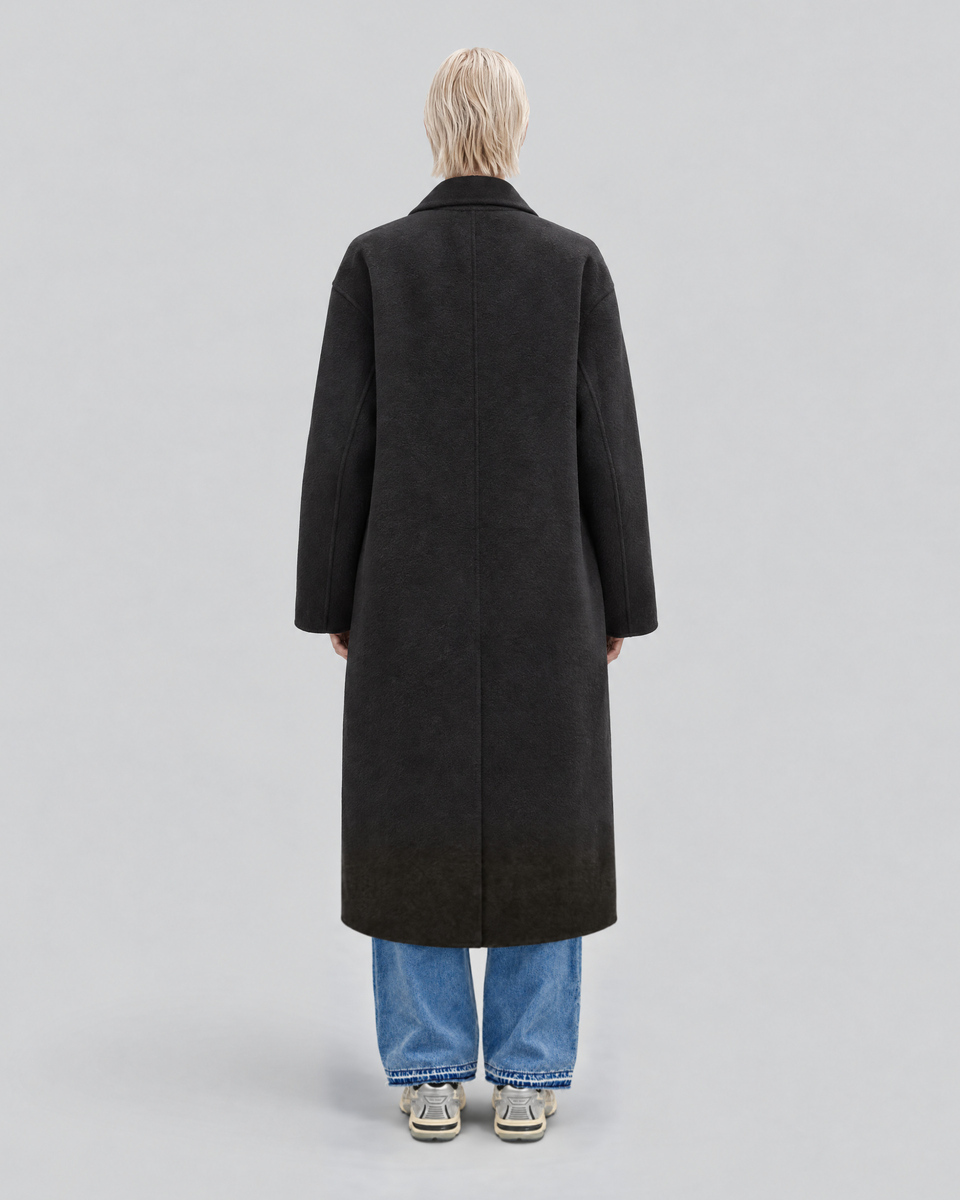 Black reversible wool-blend coat