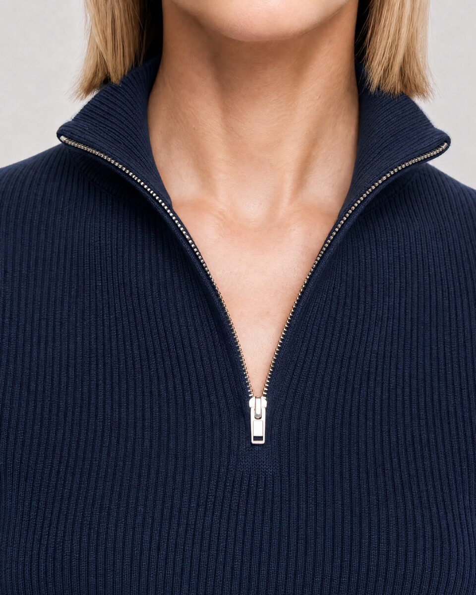 Navy merino wool ribbed sweater