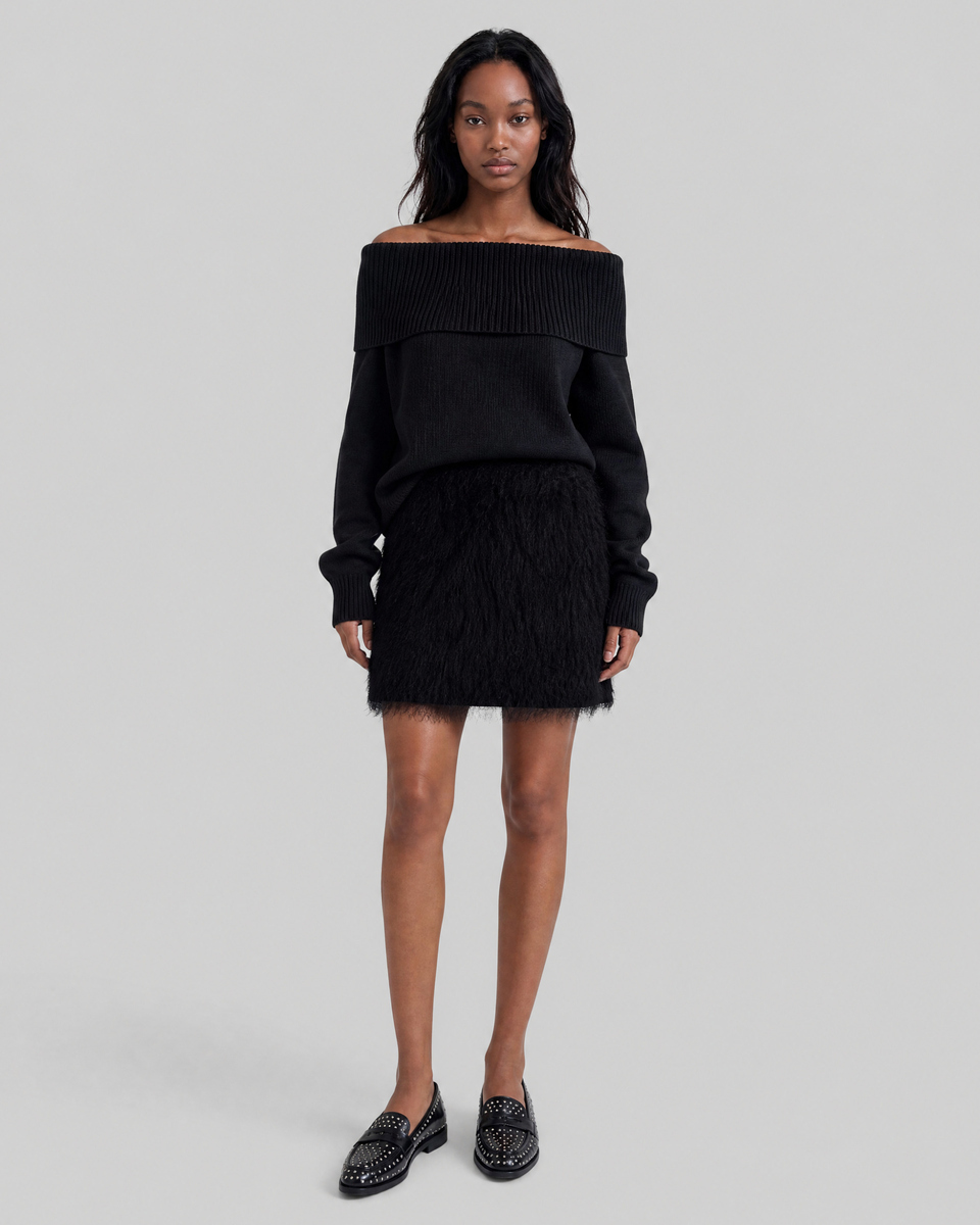 Black Short Fringed Skirt