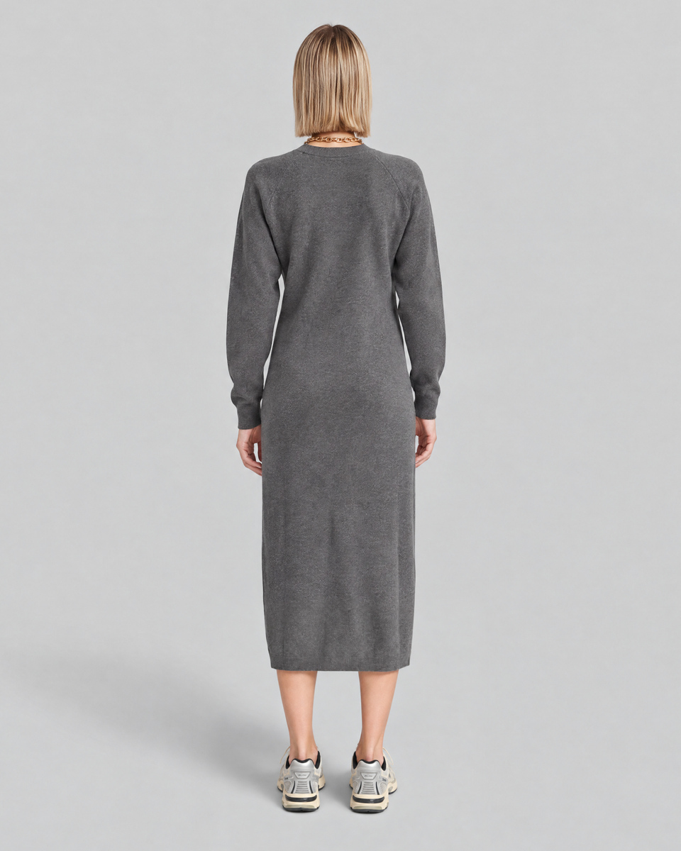 Long gray wool and cashmere dress