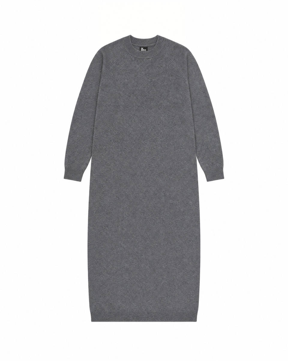 Long gray wool and cashmere dress