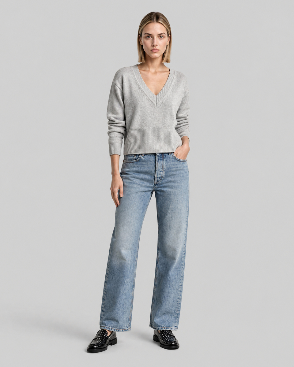 Blue Merino Wool and Cashmere Sweater