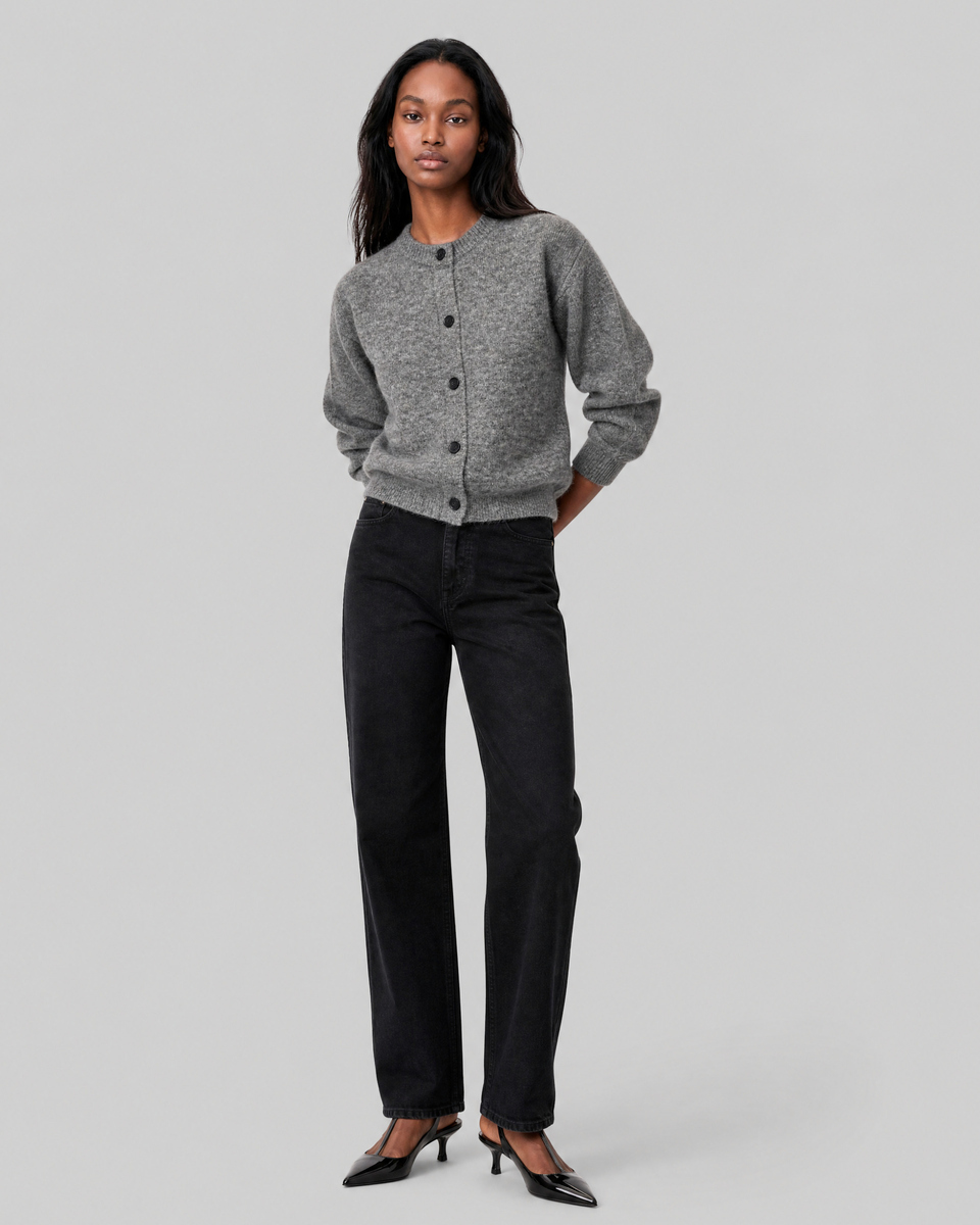 Gray Mohair-Blend Cardigan