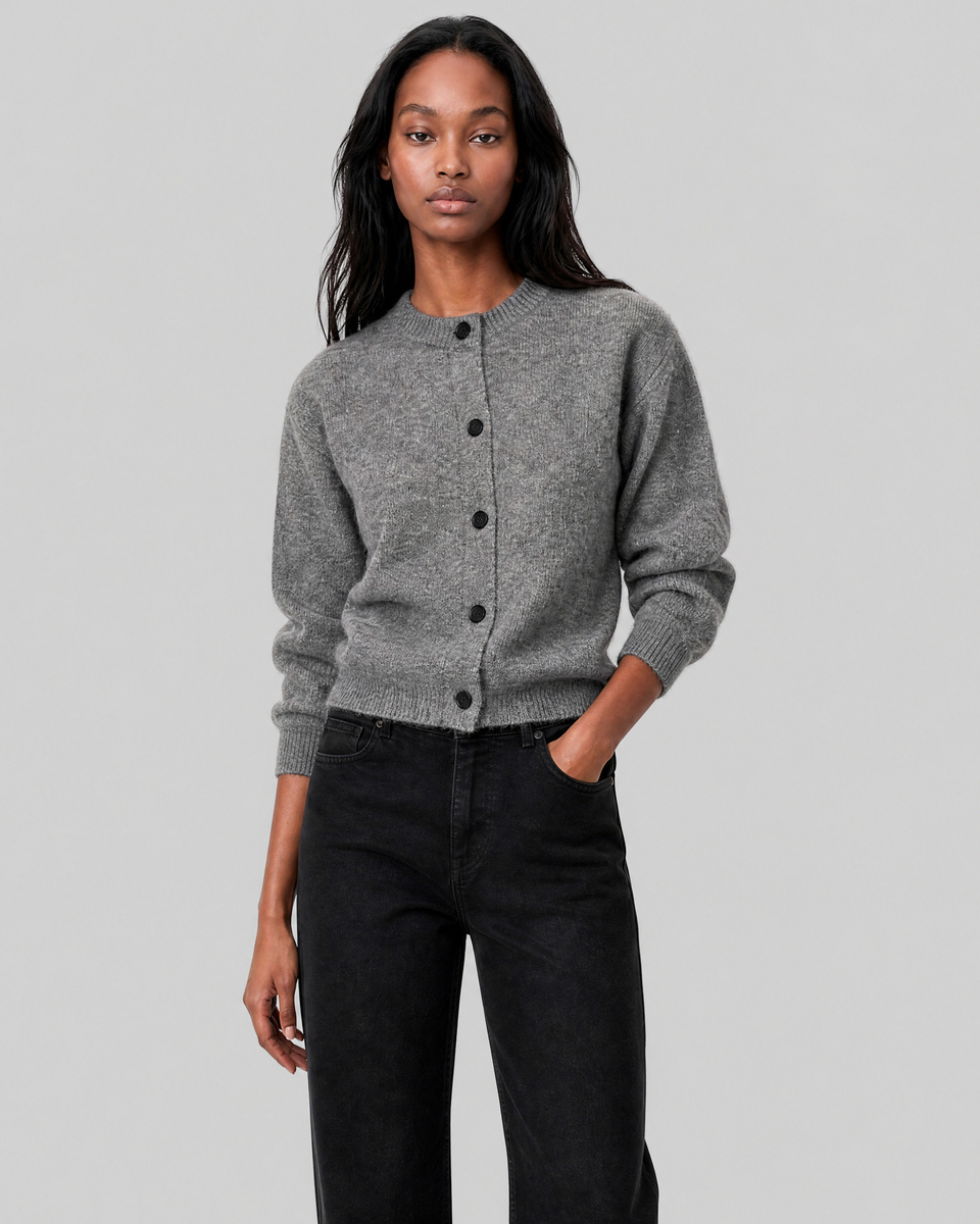 Gray Mohair-Blend Cardigan