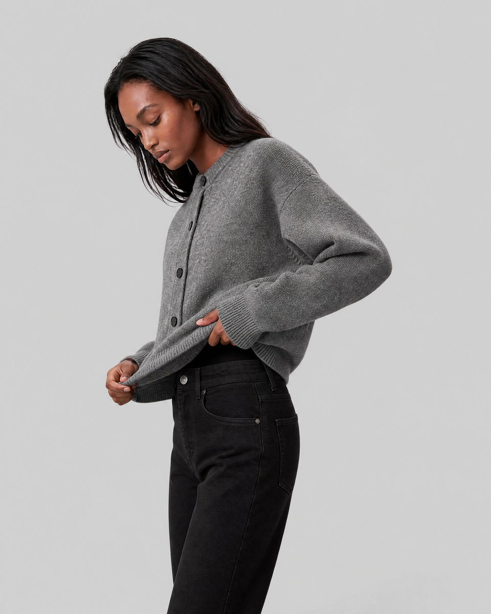 Gray Mohair-Blend Cardigan