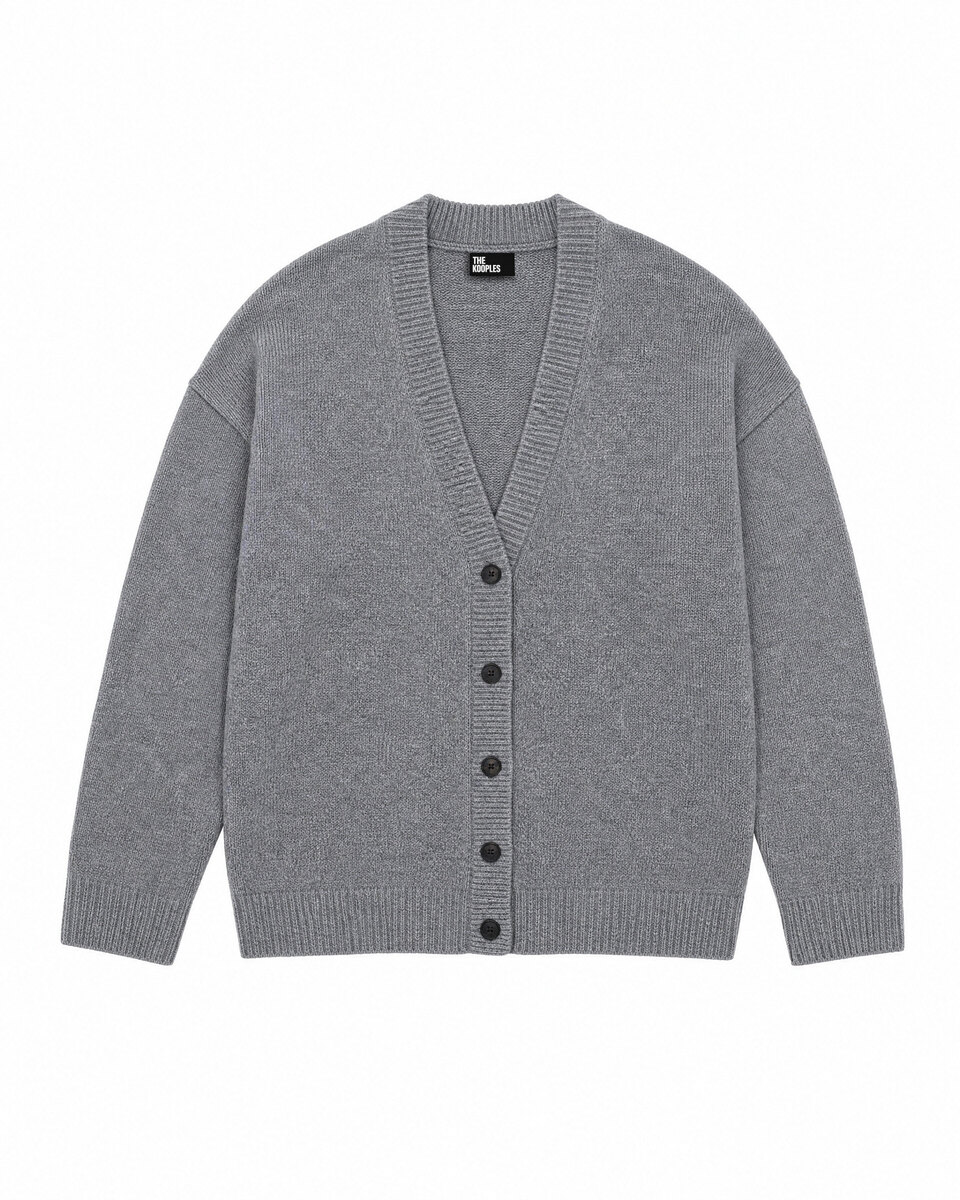 Gray Merino Wool and Cashmere Cardigan