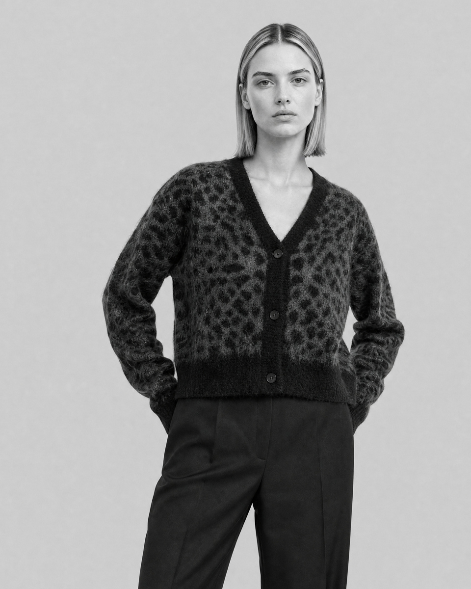 Leopard-print mohair-blend cardigan