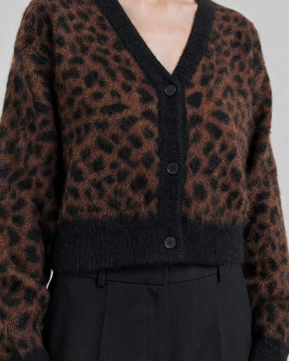 Leopard-print mohair-blend cardigan