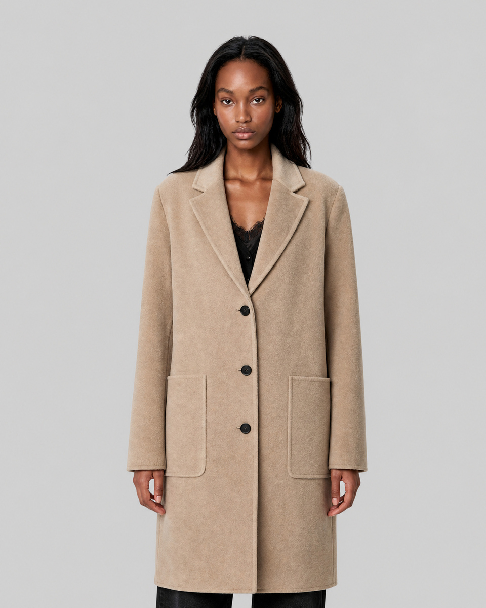 Beige reversible wool-blend coat