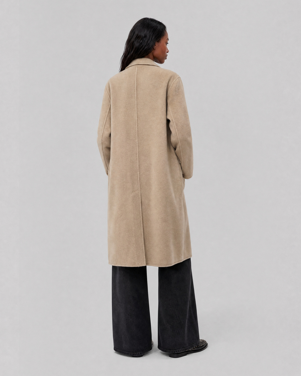 Beige reversible wool-blend coat