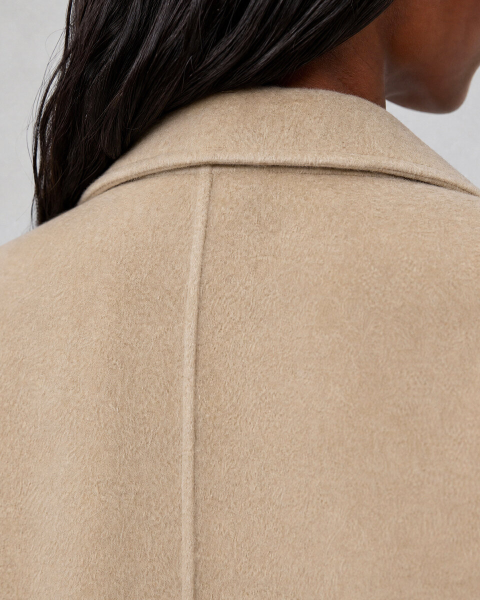 Beige reversible wool-blend coat