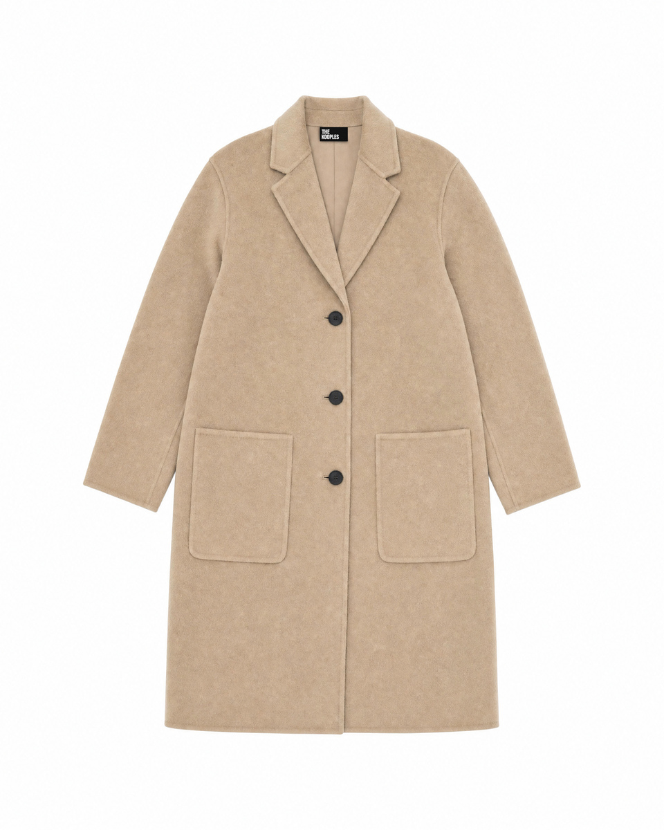 Beige reversible wool-blend coat