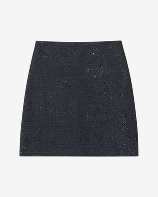 Gray wool-blend skirt with rhinestones