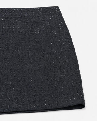 Gray wool-blend skirt with rhinestones