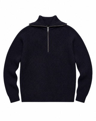 Navy Wool Trucker-Style Sweater