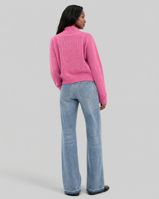 Pink Merino Wool High-Neck Sweater