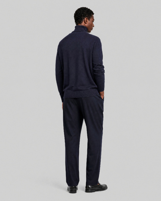 Navy Merino Wool Turtleneck Sweater