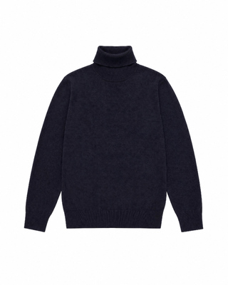 Navy Merino Wool Turtleneck Sweater