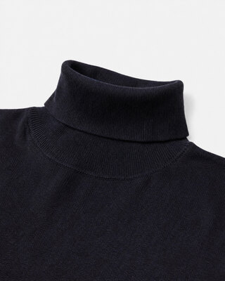 Navy Merino Wool Turtleneck Sweater