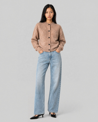 Beige Mohair-Blend Cardigan