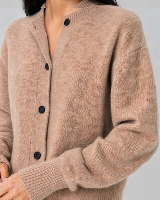 Beige Mohair-Blend Cardigan