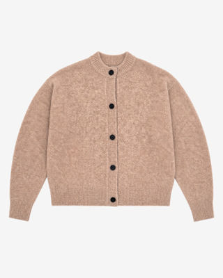 Beige Mohair-Blend Cardigan