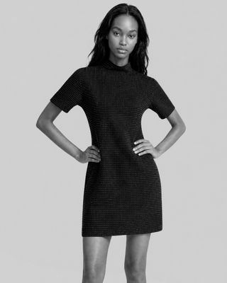 Short gray dress with rhinestones