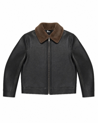 Reversible faux fur jacket in khaki and black