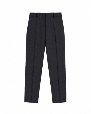 Fitted navy wool suit pants