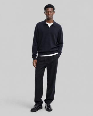 Navy Wool Polo-Neck Sweater