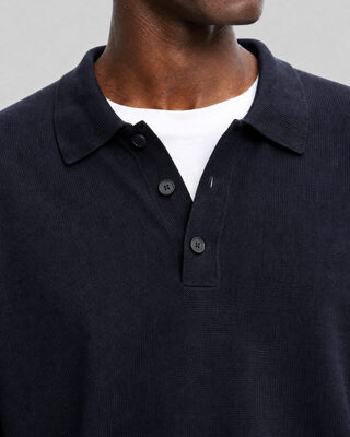 Navy Wool Polo-Neck Sweater