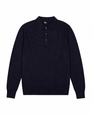 Navy Wool Polo-Neck Sweater