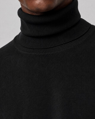 Black Merino Wool Turtleneck Sweater