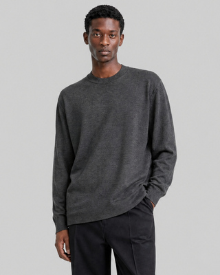 Gray Merino Wool Crew-Neck Sweater