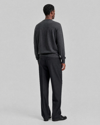 Gray Merino Wool Crew-Neck Sweater