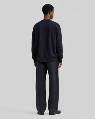 Navy Merino Wool Crew-Neck Sweater