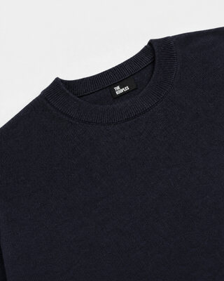 Navy Merino Wool Crew-Neck Sweater