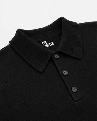 Black wool polo-neck sweater