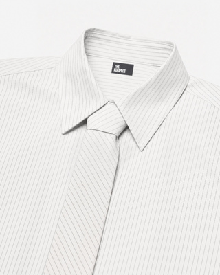 Striped cotton shirt with a white tie