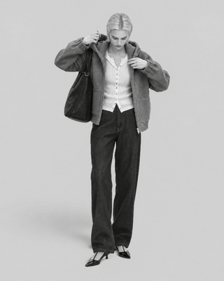 Beige wool jacket with a hood