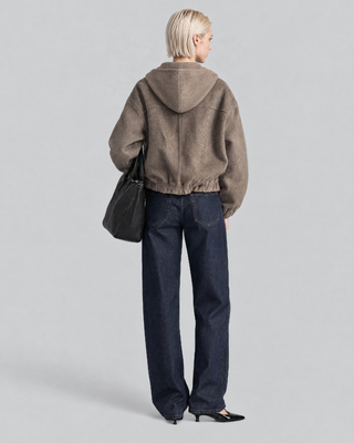 Beige wool jacket with a hood