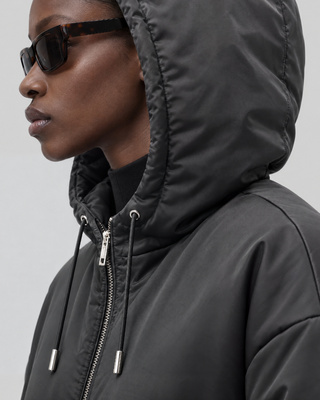 Black Satin-Finish Down Jacket