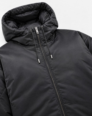 Black Satin-Finish Down Jacket