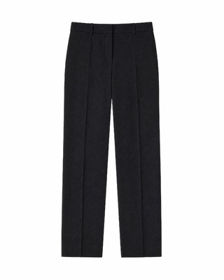 Black, fitted wool suit pants