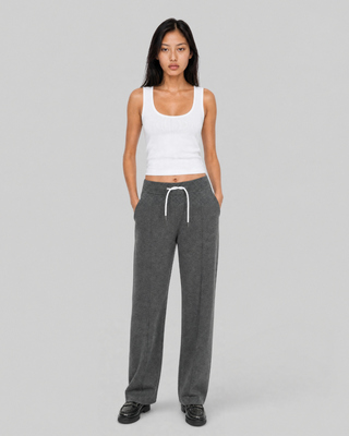Straight-leg pants in gray wool and cashmere