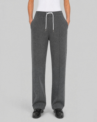 Straight-leg pants in gray wool and cashmere