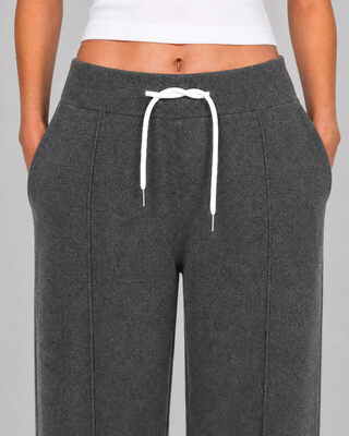 Straight-leg pants in gray wool and cashmere