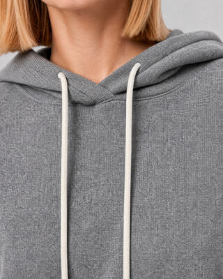 Gray merino wool and cashmere sweatshirt-style sweater