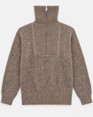 Brown Mohair-Blend Sweater with a Trucker Collar