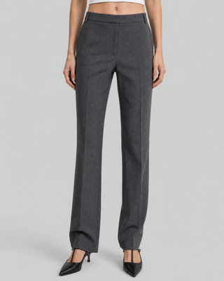 Gray wool-blend flared suit pants